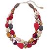Bocar Collana a 2 Strati con Perline Grosse in Resina, Idea Regalo per Donna (NK-10384-wine)