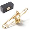 Cyrank Strumento musicale in miniatura Spilla da bavero alla moda, Spilla da bavero con custodia foderata in velluto per regalo musicale(Trombone)