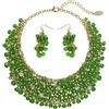 Bocar Collana da donna alla moda, con colletto grosso e cristalli, set di collana e orecchini, fatto a mano, regalo per lei