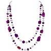 BOCAR Collana a 2 Strati con Perline Lunghe in Acrilico e Cristallo, Stile Boemo Moda per Donna (NK-10640-Magenta Purple)