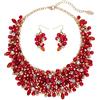 Bocar Collana da donna alla moda, con colletto grosso e cristalli, set di collana e orecchini, fatto a mano, regalo per lei