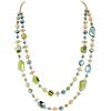 BOCAR Collana a 2 Strati con Perline Lunghe in Acrilico e Cristallo, Stile Boemo Moda per Donna (NK-10640-Piquant Green)