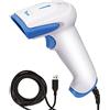 Tera Lettori di codici a barre Barcode Scanner laser 1D portatile cablato USB con materiale antibatterico, Plug and Play, Modello 3106 (Bianco-Blu)