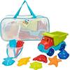 ColorBaby - Giocattoli da Spiaggia per Bambini, Borsa Giocattoli Spiaggia, Secchio Sabbia, Diametro 18 cm, ceduto, Paletta, rastrello, annaffiatoio, Camion, stampi Sabbia, +18 Mesi (49273)