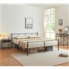 en.casa Letto in metallo 'Laos' 160x200 cm Struttura letto con rete a doghe Struttura letto in acciaio nero