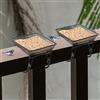 Cunhill 2 vassoi per mangiatoia per uccelli per balcone, 17,8 x 17,8 x 5,8 cm, piattaforma compatta per semi per uccelli, con 4 corde elastiche fisse, per giardino, cortile, esterno uccelli selvatici o