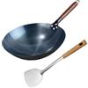 MCMUZKZS Padella Wok Universale con Manico in Legno, Adatta per Piani Cottura a Induzione E a Gas, Antiaderente, Ideale per Saltare in Padella, 32 Cm
