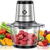 LINKChef Tritatutto Elettrico 1,5L Vetro, 2 Velocità, Lame in Acciaio Inox a 3 Livelli - Mini Robot da Cucina per Carne, Verdure, Frutta, Noci e Alimenti per Bambini