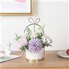 Hobyhoon - Fiori artificiali in seta con vaso, composizione floreale con ortensie e crisantemi, centrotavola, decorazione per la casa, scrivania e soggiorno, matrimoni