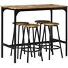 Set Da Bar 5 Pezzi Con Tavolo Alto E 4 Sgabelli Stile Industriale, Marrone E Nero