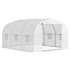 Serra A Tunnel Per Giardino Con 6 Finestre E Porta A Rullo, In Acciaio E Pe, 3.5x3x2 M, Bianco