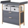 roba Fasciatoio per Bambini con Cassettiera Berlin - con 2 Cassetti - con 2 Scatole in Stoffa - Evolutivo - 1 Vano Aperto - Altezza Ergonomica - Legno di Bambù - Grigio Antracite
