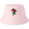 ZLYC - Cappello da Pescatore Ricamato, alla Moda, Unisex, a Tesa Corta, per l'Estate, per Uomini, Donne e Ragazzi Colore: Bianco Rosato. Taglia Unica