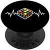 Cube Puzzle EKG Vintage Retro Designs Cube Puzzle Heartbeat - ECG a linea di impulsi 3x3 a cubo Speedcubing PopSockets PopGrip Adesivo