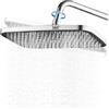 WIYETY Soffione doccia a pioggia da 12 pollici: 360 ° doccia regolabile, rettangolo a pressione sollevante, soffione doccia a pioggia per bagno - argento - 31 x 21 cm