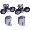 YUANQIAN 4 ganci per porta della doccia, guide, rulli, ruote, guide da 23 mm di diametro (2 rulli da 23 mm, 2 ganci)