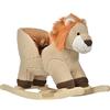HOMCOM Dondolo Giocattolo a Forma di Leone per Bambini 18-36 Mesi, Ruggisce (3 Batterie Incluse), in Legno e Peluche