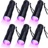 MEGYAD 6 pezzi torcia UV: mini lampada UV luce nera con 12 LED, torcia a luce nera, mini lampada UV luce ultravioletta per banconote urine di cani e altri animali domestici