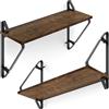 tectake® Mensole Sospese, Set di 2, Pannello in Truciolato Effetto Legno, Struttura in Acciaio, Ripiani da Parete, Rivestimento in Melammina, Mensola da Soggiorno, Cucina, Ufficio - Industriale Scuro