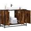 KTHLBRH Mobile lavabo da bagno stile retrò con telaio in metallo e ampio spazio di archiviazione, mobile superiore con foro per lavello design industriale elegante e resistente all'umidità