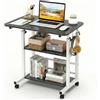 Huracan Tavolo per laptop regolabile in altezza su ruote, 40 × 80 × 56 - 82 cm, 3 livelli, robusto telaio ad H, tavolino con ruote bloccabili, nero spazzolato