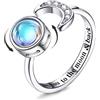 Milacolato Anello Antistress Regolabile Donna Ragazza Argento Loto Fiore Girasole Pietra di Luna Stellata Opale Fidget Anello di Ansia di Spinner Fantasia Gioielli Pietra di luna rotonda