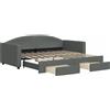 vidaXL Letto da giorno allungabile con cassetti grigio scuro 90x190 cm tessuto