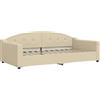 vidaXL Letto da giorno crema 100x200 cm tessuto