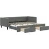 vidaXL Letto da giorno allungabile con cassetti grigio scuro 90x190 cm tessuto