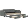 vidaXL Letto da giorno allungabile con cassetti grigio scuro 90x200 cm in tessuto