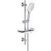 Dylin GmbH Set doccia Görbach: asta per doccia con supporto per soffione, doccetta con tubo flessibile e supporto, set asta doccia da 70 cm con ripiano/portasapone e doccetta manuale