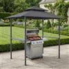 [en.casa] Gazebo per Barbecue Padiglione Griglia con Tetto a Doppio Livello 2 Ripiani Mensole Portaoggetti Copertura BBQ da Esterno Giardino 250x241x151 cm Acciaio Telo Ignifugo - Grigio Scuro