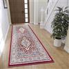 Hanse Home Mochi - Tappeto orientale classico a trama fitta con ornamenti vintage, morbido pelo corto, per camera da letto, sala da pranzo, soggiorno, corridoio, rosso, 80 x 240 cm