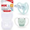 NUK Ciuccio Space Baby 0-6 mesi, succhietti con ventilazione extra per pelli sensibili, per pelli sensibili, in silicone senza BPA, a forma di rana, 2 pezzi