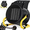 Masko® Stufa radiante in Ceramica Elettrico con termostato, Termoventilatore, 3 regolazioni di calore, Giallo, 2 KW