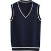 SAUTRV Spessore Scollo A V Pullover Maglione Maglione Senza Maniche Gilet Uomo E Donna Stile College Lana Lavorare A Maglia Uomo S Cappotto Lungo, Marina Militare, M