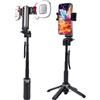 Vexnaro 36cm Bastone Selfie Treppiede, Mini Selfie Stick con Luce di Riempimento, Treppiede per Cellulare con Telecomando Bluetooth Rimovibile, Compatibile con iPhone Samsung Smartphone