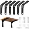 Foonary 6 supporti per mensole in acciaio inox, per carichi pesanti, 90°, nero, 125 x 20 x 150 mm, 7,5 mm, set di viti - acciaio freddo antiruggine altamente resistente, moderno e minimalista, cucina