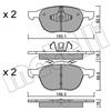 metelligroup 22-0534-1 Pastiglie Freno Anteriori E Posteriori, Made in Italy, Pezzo di Ricambio per Auto/Automobile, Kit da 4 Pezzi, Certificate ECE R90, Prive di Rame