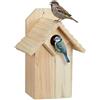 Relaxdays Casetta Nido per cince e passeri in Legno Naturale con sportello di Pulizia, 25x15.5x15 cm