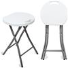 Todeco Sgabello Pieghevole Set da 2 con Manico in Plastica Metallo Sgabello da soggiorno, Sgabello Pieghevole all'aperto per Giardino, Campeggio, Pesca, Carico Massimo: 200 kg, 33x29x46 cm, Bianco
