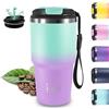 Grsta Tazza Termica, 20oz Termos Caffè, Senza BPA, Mantiene Caldo per 6 Ore/Freddo 8 Ore, Borraccia Termica, Senza Perdite, Travel Mug, Acciaio Inossidabile 18/8, per Ufficio, Café, Viaggio, Campeggio