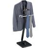 Relaxdays Servo Muto da Camera, Appendiabiti da Terra per Giacca e Pantalone 112x46x32 cm, Acciaio e MDF, Grigio Argento