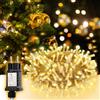 SALCAR Luci Natalizie 5m 50 LED per Esterno, Catena luminosa con 8 Modalità, Timer e Memoria, IP44 Impermeabile, per Decorazioni Natale Feste Matrimonio, Cavo Trasparente, Bianco Caldo