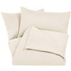 Amazon Basics Set copripiumino Matrimoniale in microfibra, 3 pezzi, copripiumino da 230 x 220 cm e 2 federe da 50 x 80 cm, Beige, a righe