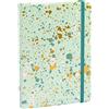 Idena 12251 - Taccuino Sparkle Mint, quadrato, 14 x 20 cm, 192 pagine, 100 g/m², con tasca ad alamari, nastro e chiusura in gomma, 1 pz.