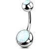 OUFER 14G 8mm Piercing per Ombelico Anello Titanio Palline Balls Pantaloncini Extra Lungo Short Long Bananabells Navel Pircing Anelli Doppio Bianco Opal 1,6 mm, Barbell Belly Button Jewellery