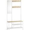 HOMCOM 4-in-1: Panca ingresso con specchio, porta abiti, finitura legno naturale. | Aosom Italy