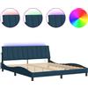 vidaXL Struttura letto con LED senza materasso "Hanko" Blu 180x200 cm Velluto