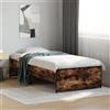 vidaXL Struttura letto in rovere affumicato 100x200 cm materiale a base di legno e metallo